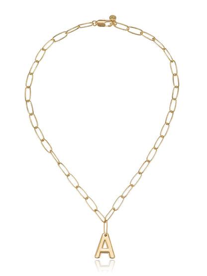 Paperclip Link Initial Necklace - 18k Gold Plated | Ettika