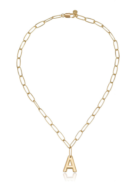 Paperclip Link Initial Necklace - 18k Gold Plated | Ettika