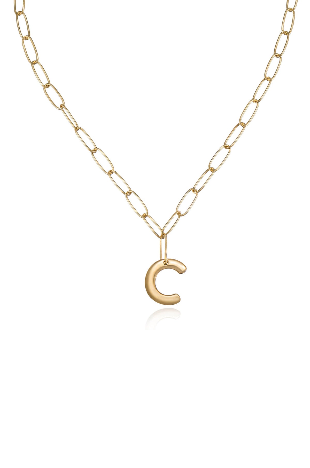 Paperclip Link Initial Necklace - 18k Gold Plated | Ettika