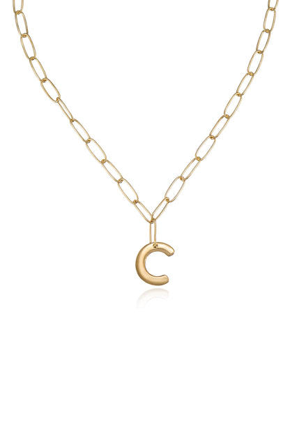 Paperclip Link Initial Necklace - 18k Gold Plated | Ettika