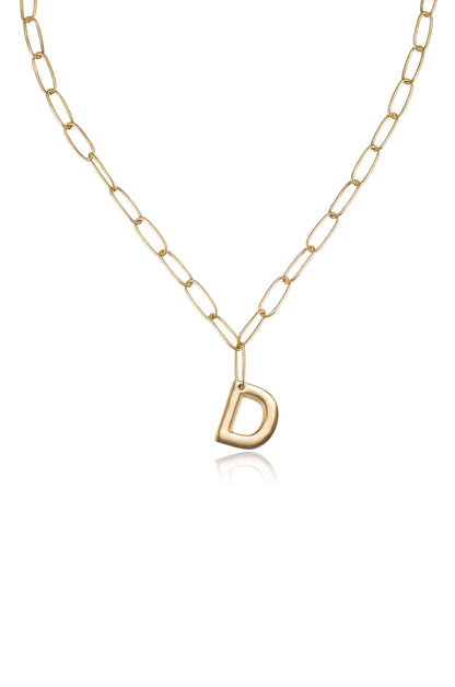 Paperclip Link Initial Necklace - 18k Gold Plated | Ettika