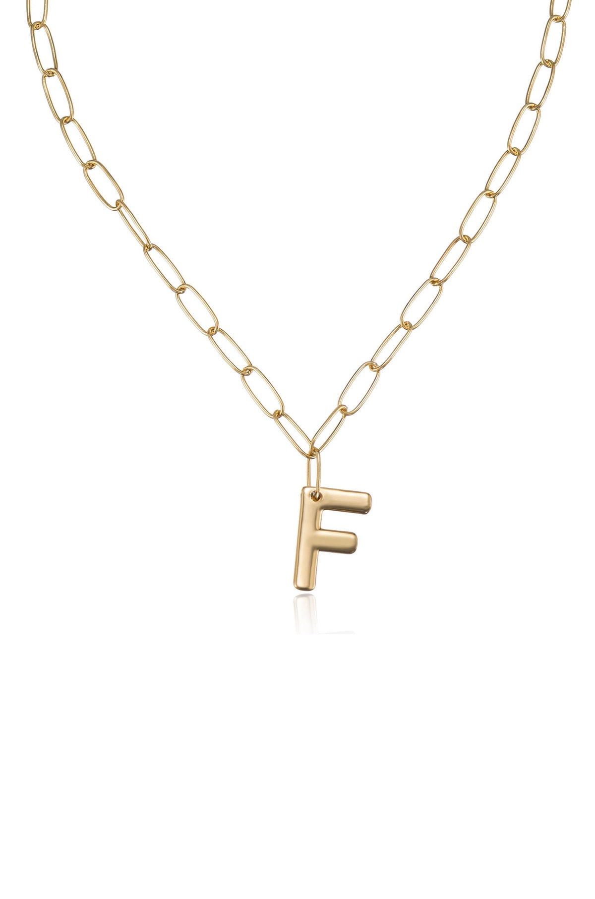 Paperclip Link Initial Necklace - 18k Gold Plated | Ettika