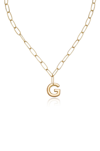 Paperclip Link Initial Necklace - 18k Gold Plated | Ettika