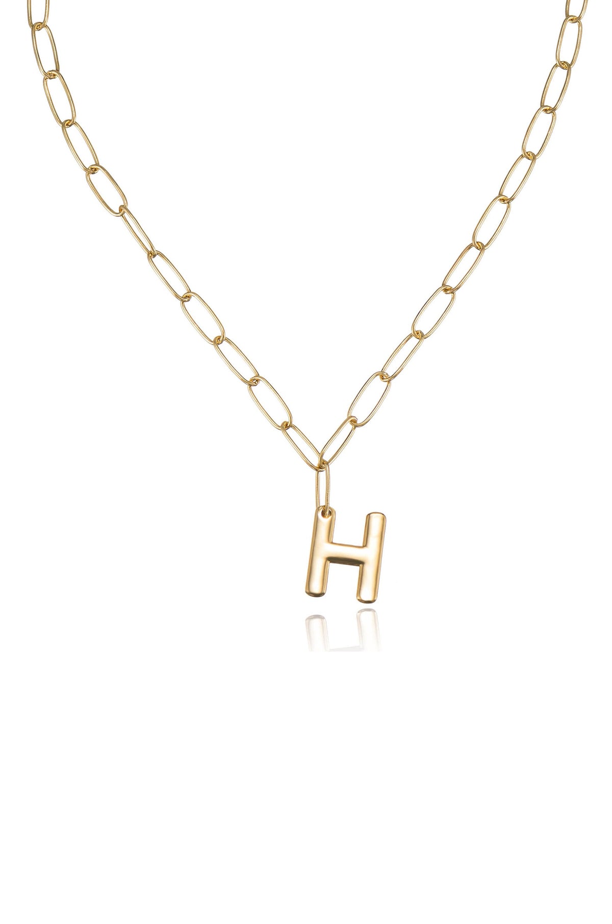 Paperclip Link Initial Necklace - 18k Gold Plated | Ettika