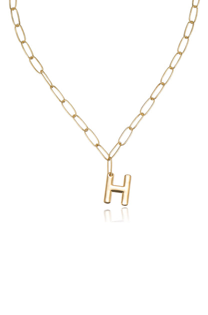 Paperclip Link Initial Necklace - 18k Gold Plated | Ettika