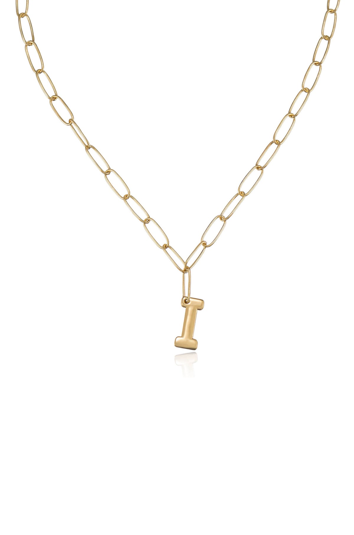 Paperclip Link Initial Necklace - 18k Gold Plated | Ettika