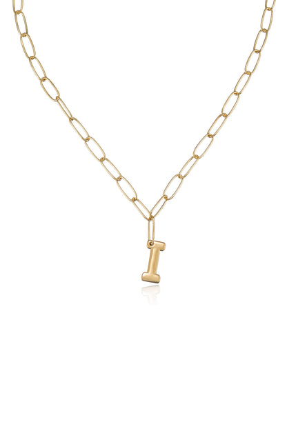 Paperclip Link Initial Necklace - 18k Gold Plated | Ettika