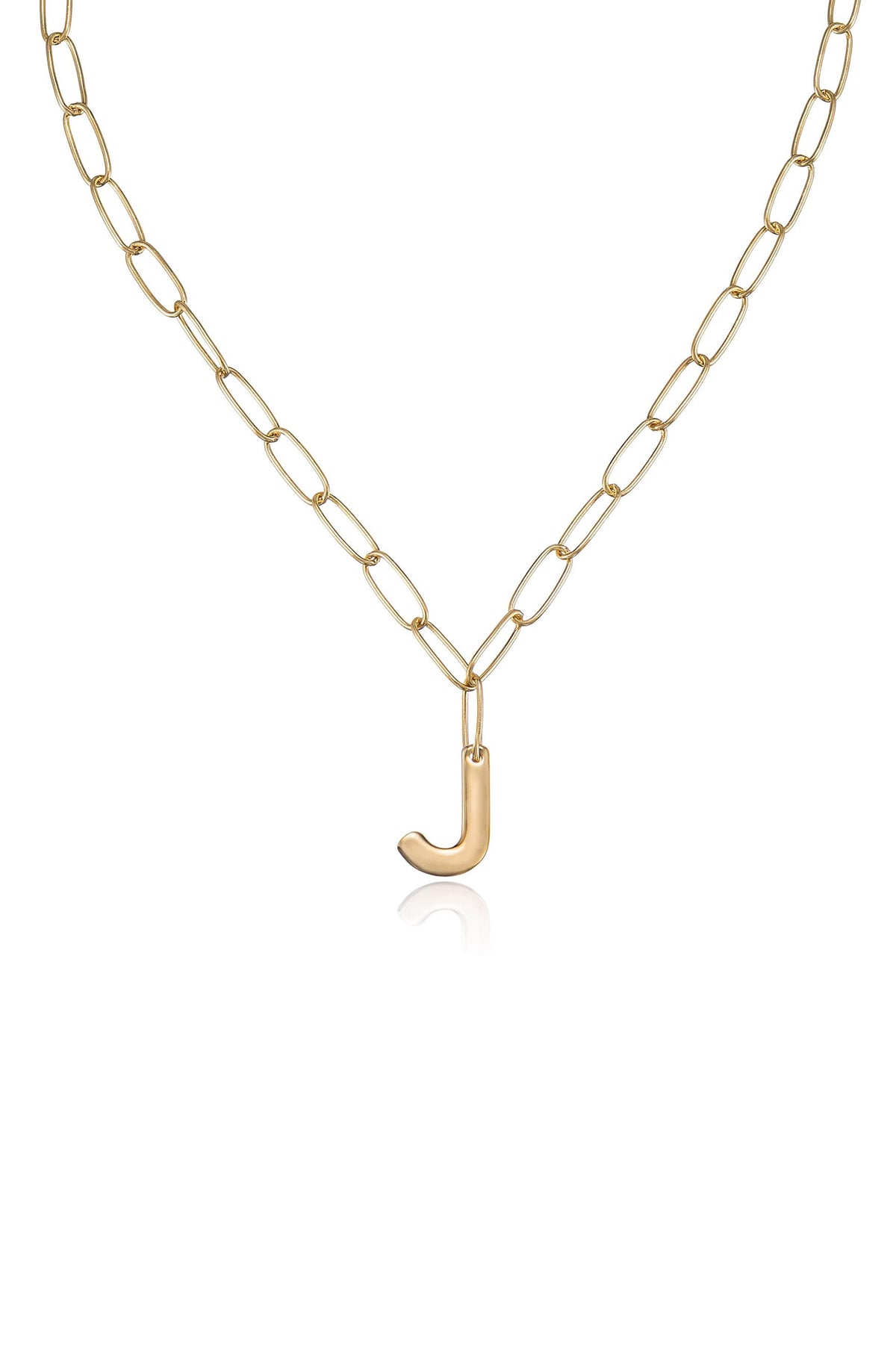 Paperclip Link Initial Necklace - 18k Gold Plated | Ettika