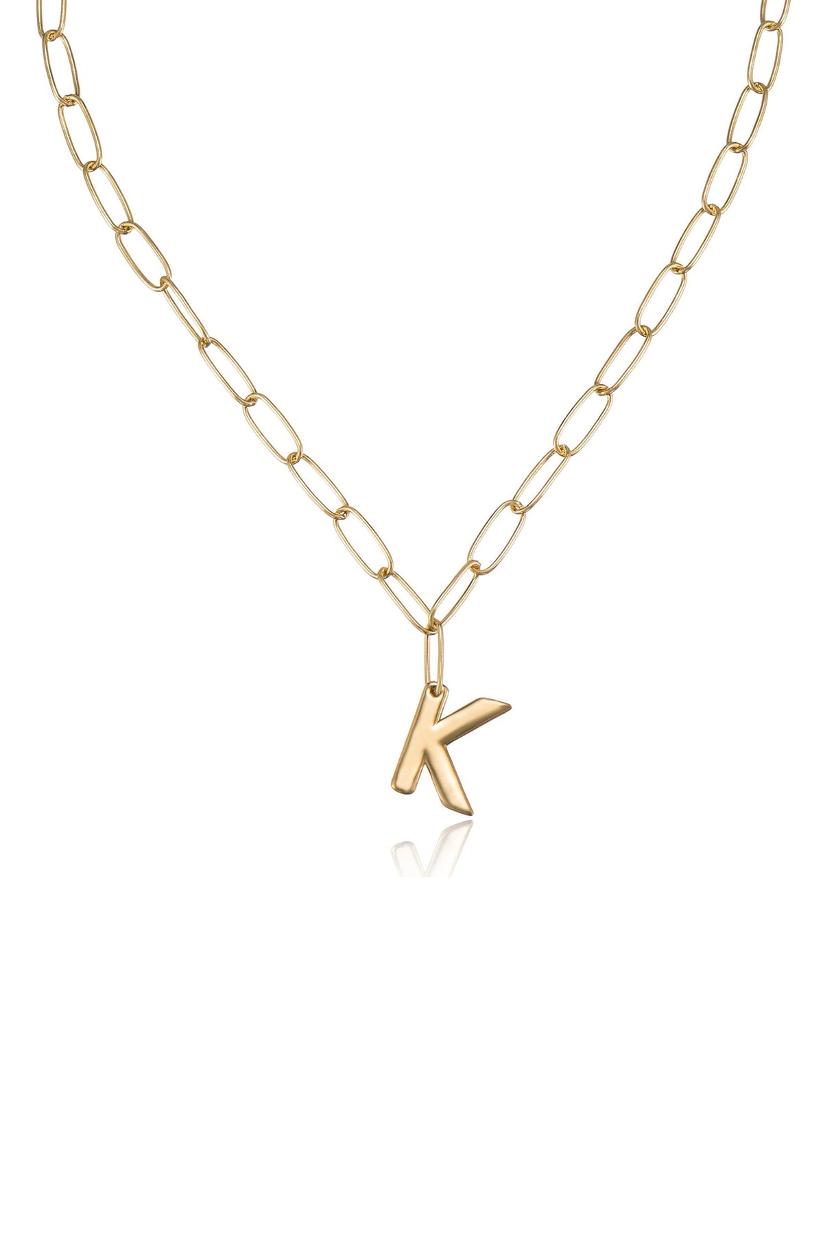 Paperclip Link Initial Necklace - 18k Gold Plated | Ettika