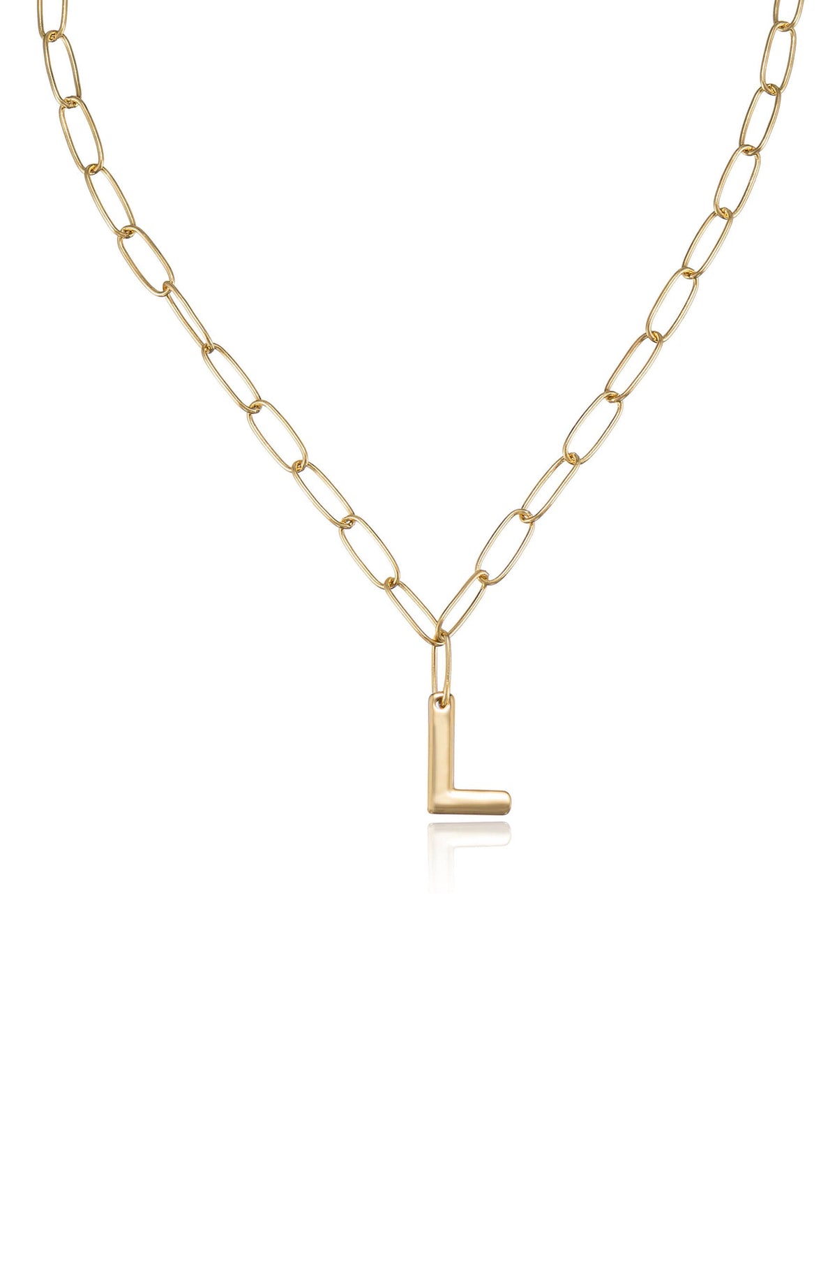Paperclip Link Initial Necklace - 18k Gold Plated | Ettika