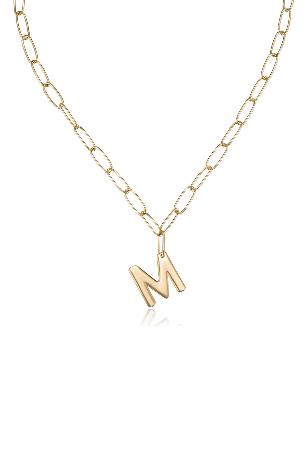 Paperclip Link Initial Necklace - 18k Gold Plated | Ettika