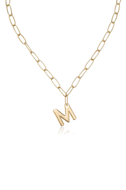 Paperclip Link Initial Necklace - 18k Gold Plated | Ettika