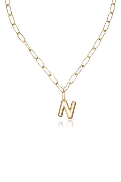 Paperclip Link Initial Necklace - 18k Gold Plated | Ettika