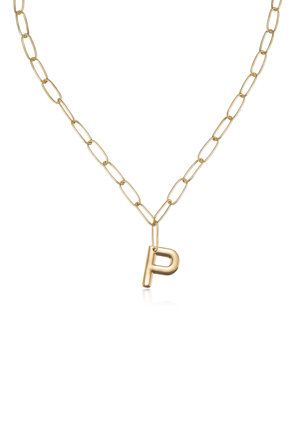 Paperclip Link Initial Necklace - 18k Gold Plated | Ettika