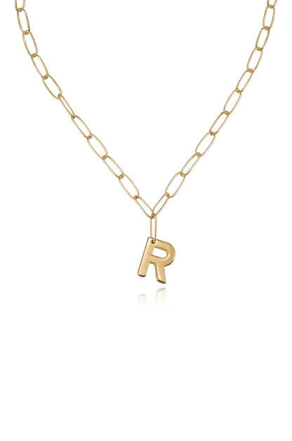 Paperclip Link Initial Necklace - 18k Gold Plated | Ettika
