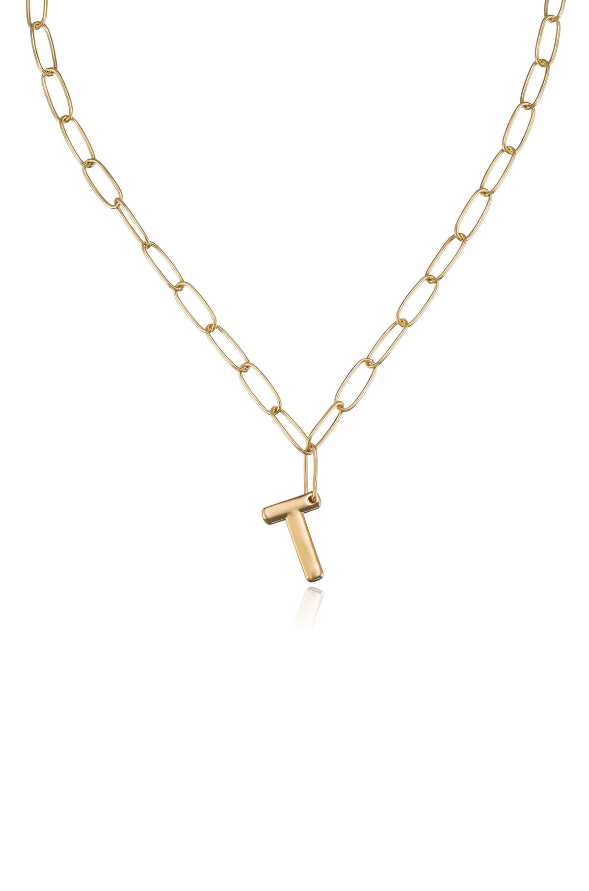 Paperclip Link Initial Necklace - 18k Gold Plated | Ettika