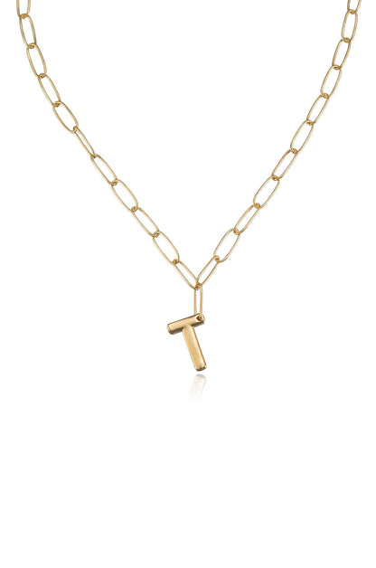 Paperclip Link Initial Necklace - 18k Gold Plated | Ettika