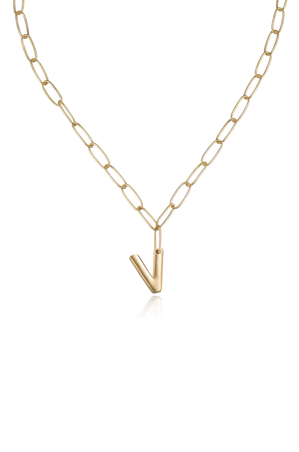Paperclip Link Initial Necklace - 18k Gold Plated | Ettika