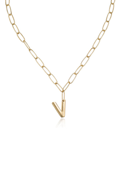 Paperclip Link Initial Necklace - 18k Gold Plated | Ettika