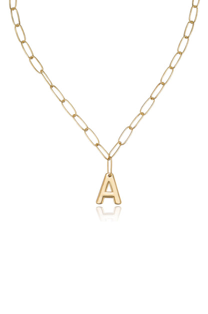 Paperclip Link Initial Necklace - 18k Gold Plated | Ettika