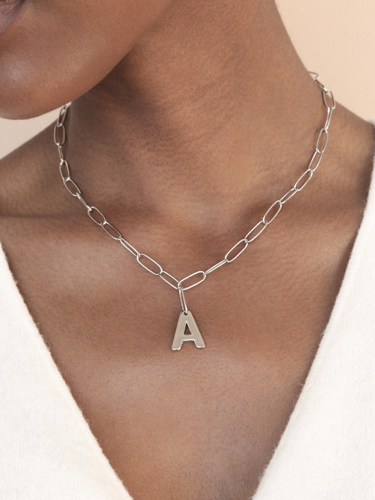 Paperclip Link Initial Necklace - 18k Gold Plated | Ettika