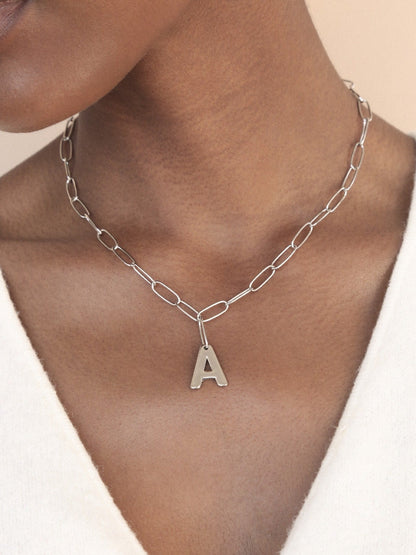 Paperclip Link Initial Necklace - 18k Gold Plated | Ettika