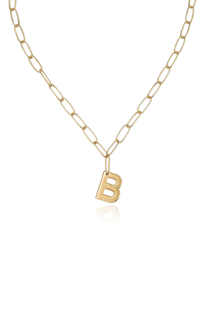 Paperclip Link Initial Necklace - 18k Gold Plated | Ettika