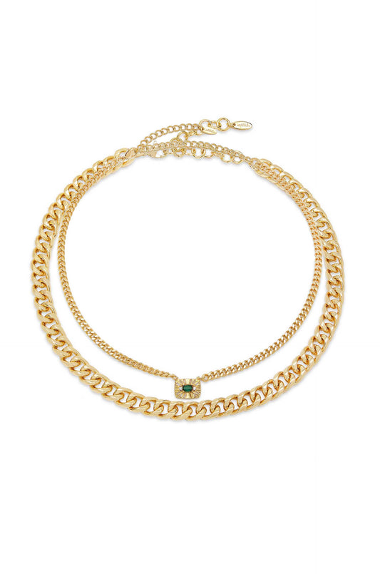 Emerald Green Crystal Pendant Necklace Set - Emerald Crystal with 18k Gold Plating | Ettika