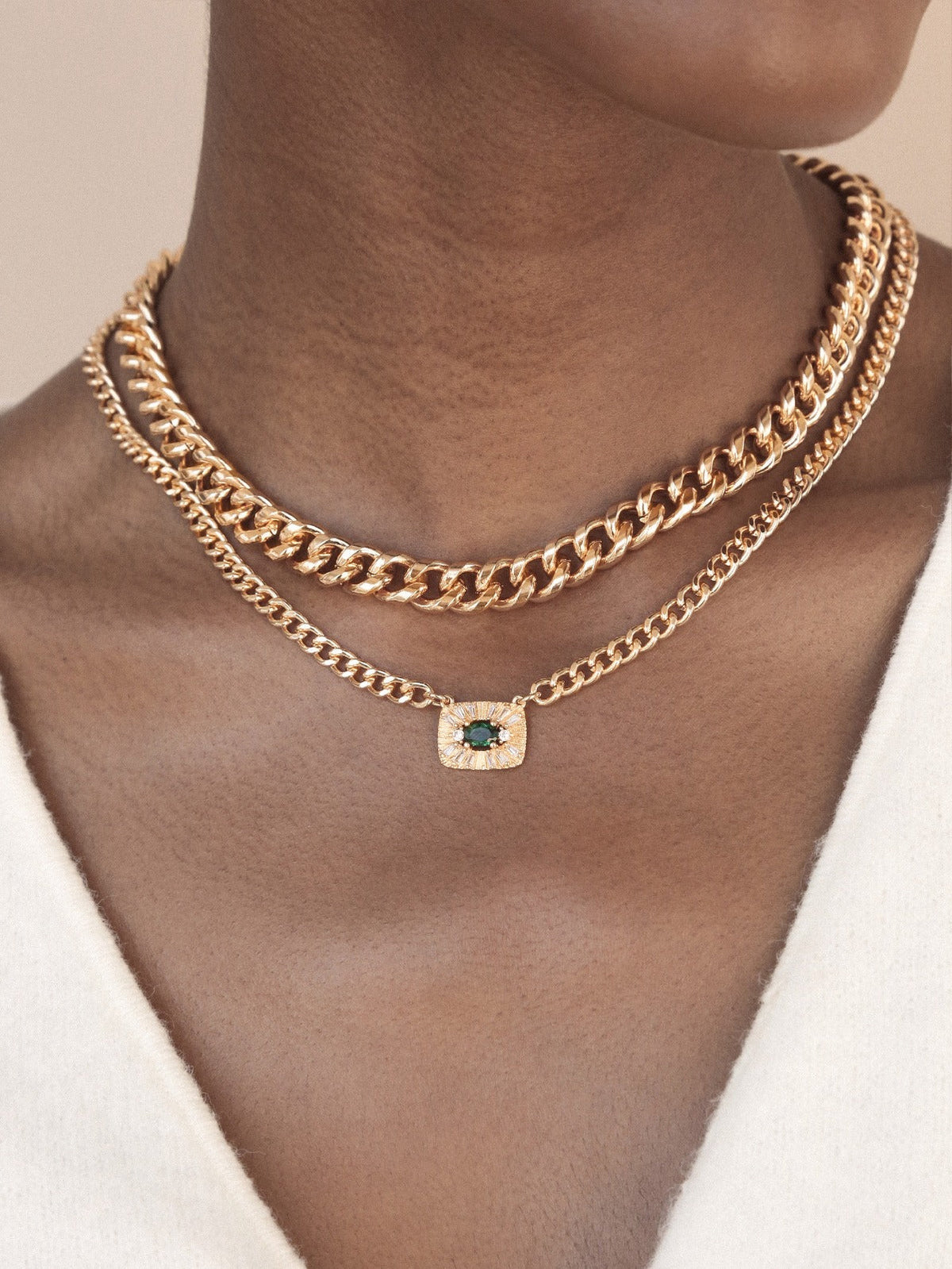 Emerald Green Crystal Pendant Necklace Set - Emerald Crystal with 18k Gold Plating | Ettika