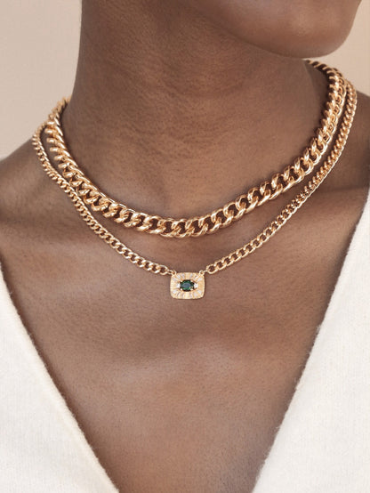 Emerald Green Crystal Pendant Necklace Set - Emerald Crystal with 18k Gold Plating | Ettika