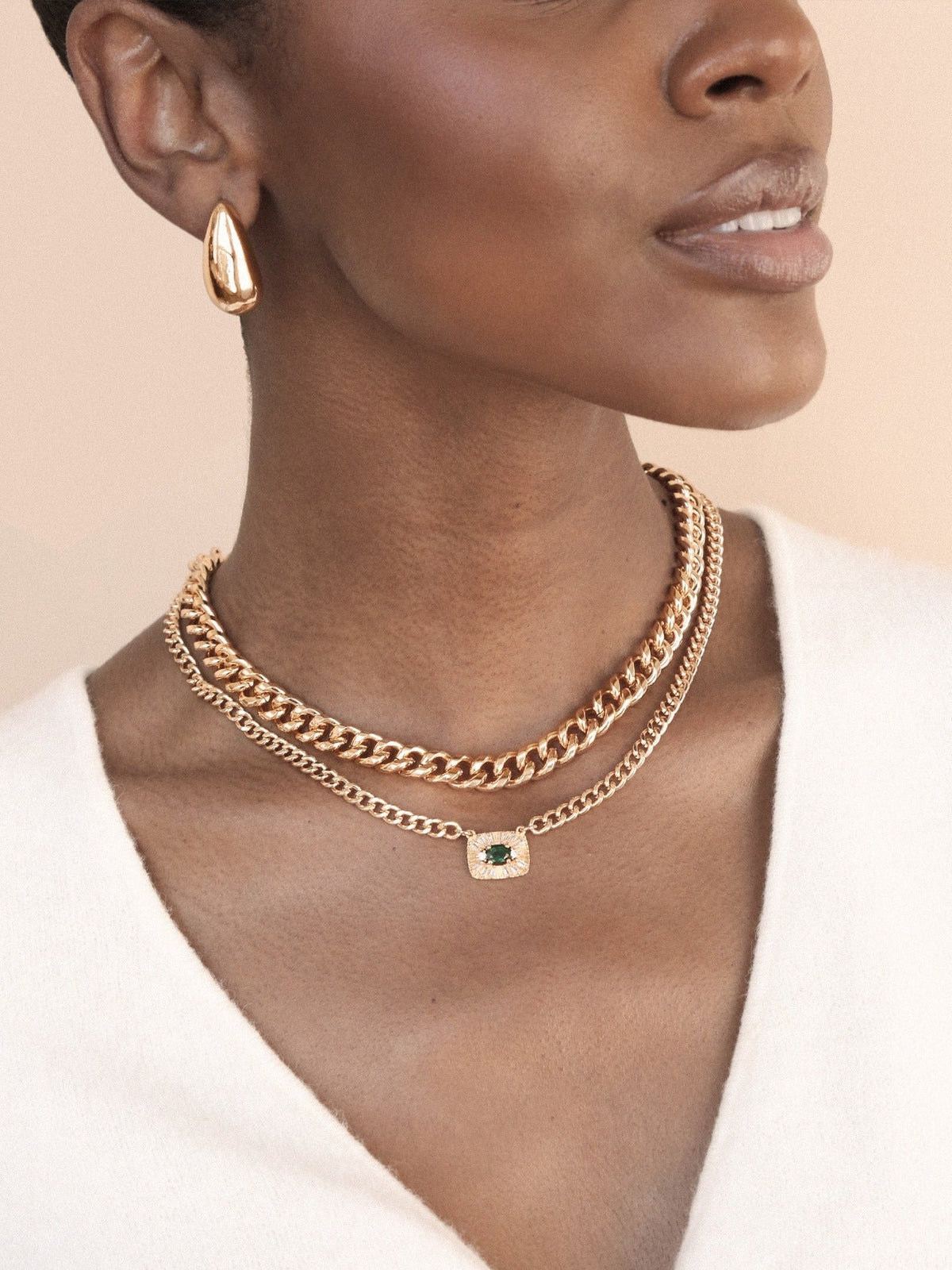 Emerald Green Crystal Pendant Necklace Set - Emerald Crystal with 18k Gold Plating | Ettika
