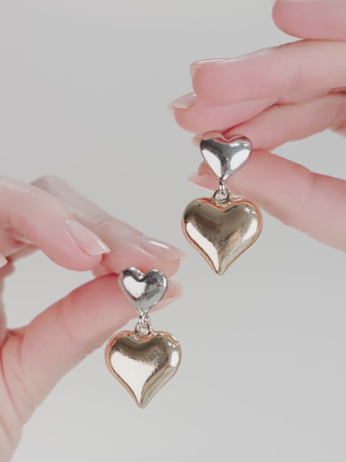 Mixed Metal Heart Earrings - Rhodium and 18k Gold Plated | Ettika