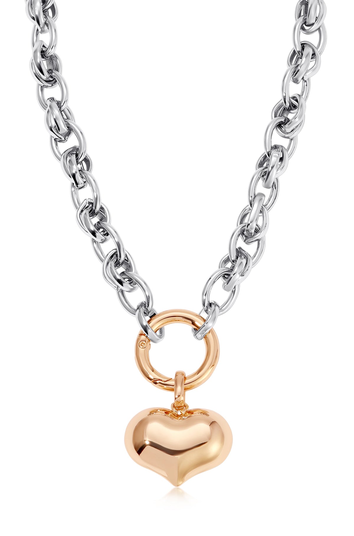 Locked in Mixed Metal Necklace - Heart - 18k Gold Plated and Rhodium Plated | Ettika