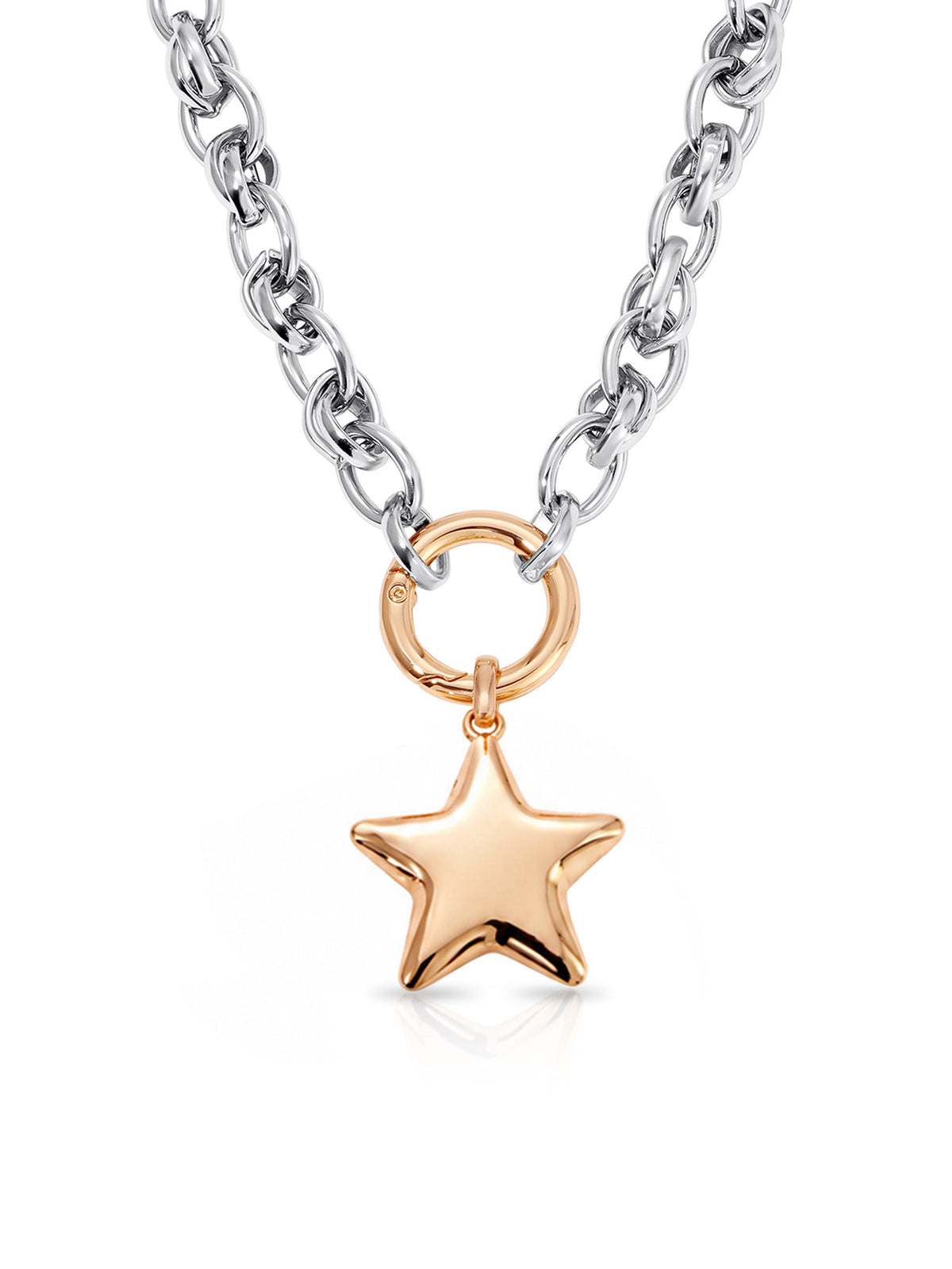 Locked in Mixed Metal Necklace - Heart - 18k Gold Plated and Rhodium Plated | Ettika