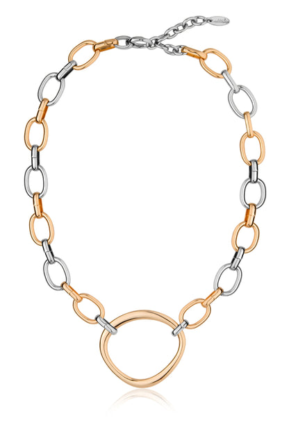 Mixed Metal Chain Link Choker - Rhodium and 18k Gold Plated | Ettika
