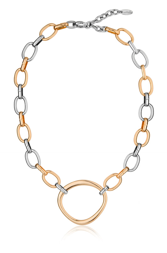 Mixed Metal Chain Link Choker - Rhodium and 18k Gold Plated | Ettika
