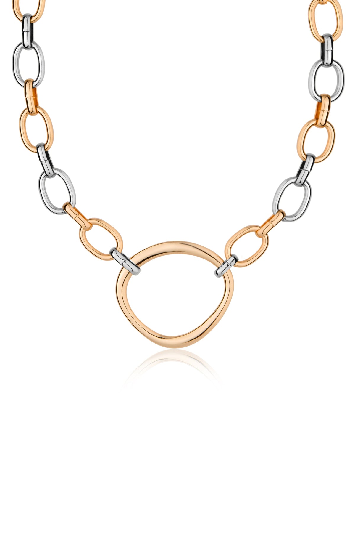 Mixed Metal Chain Link Choker - Rhodium and 18k Gold Plated | Ettika