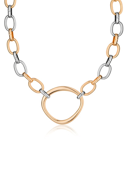 Mixed Metal Chain Link Choker - Rhodium and 18k Gold Plated | Ettika