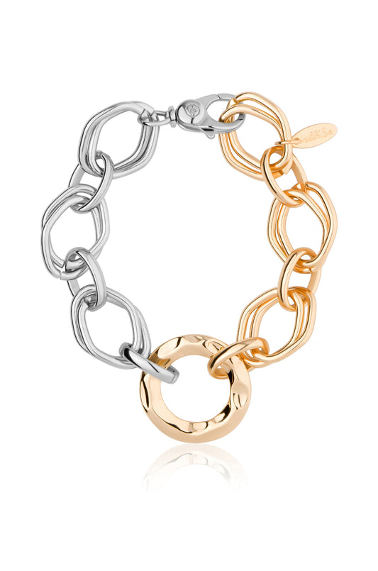 Mixed Metal Chain Link Bracelet - Rhodium and 18k Gold Plated | Ettika