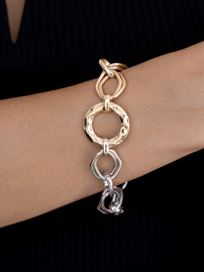 Mixed Metal Chain Link Bracelet - Rhodium and 18k Gold Plated | Ettika