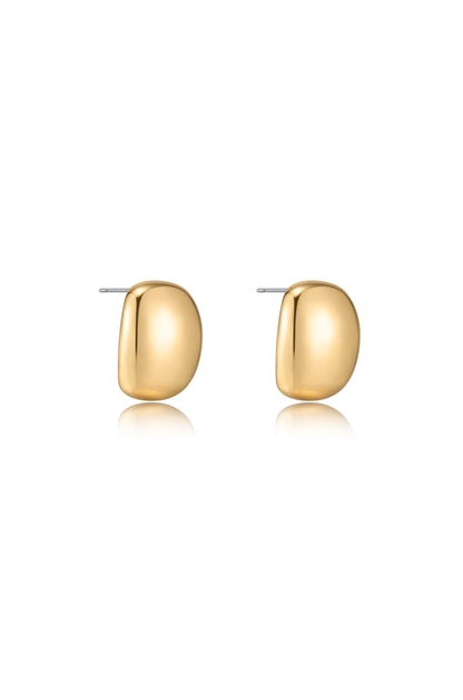 Minimal Curved Square Stud Earrings - 18k Gold Plated | Ettika