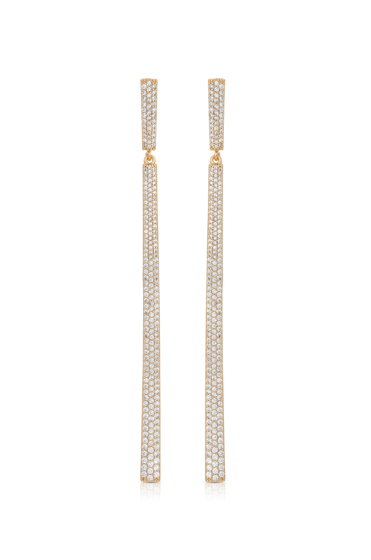 Straight Drop Crystal Dangle Earrings - Clear Crystals | Ettika