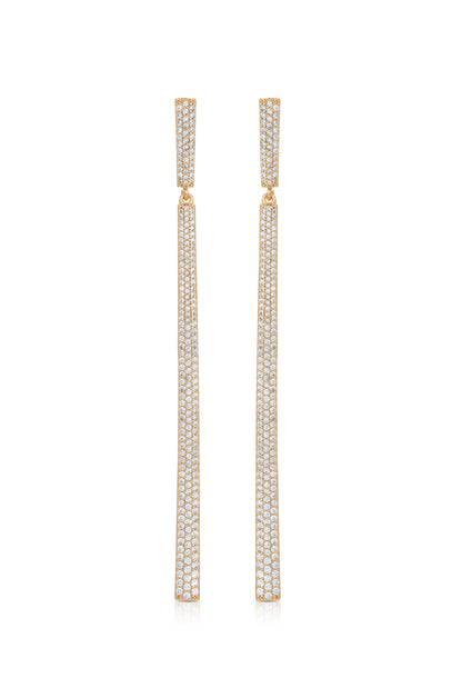 Straight Drop Crystal Dangle Earrings - Clear Crystals | Ettika