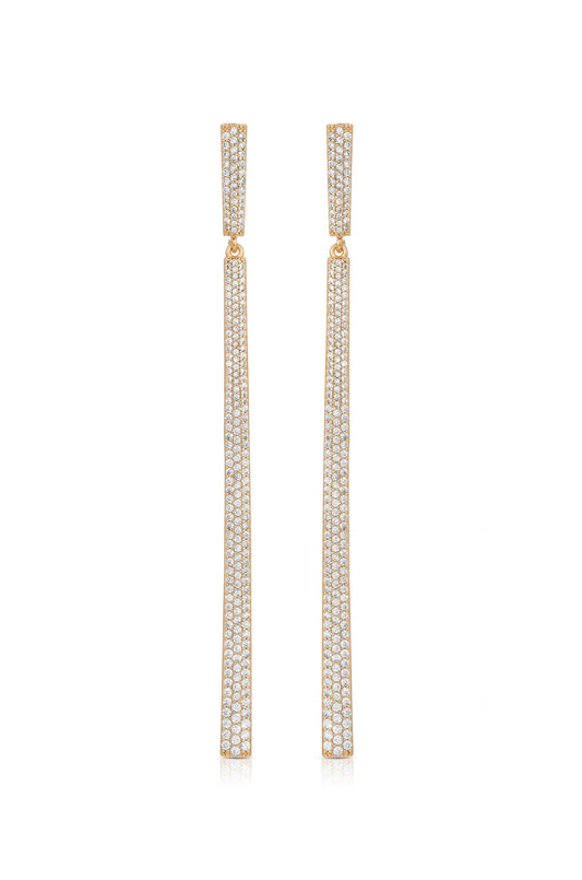 Straight Drop Crystal Dangle Earrings - Clear Crystals | Ettika