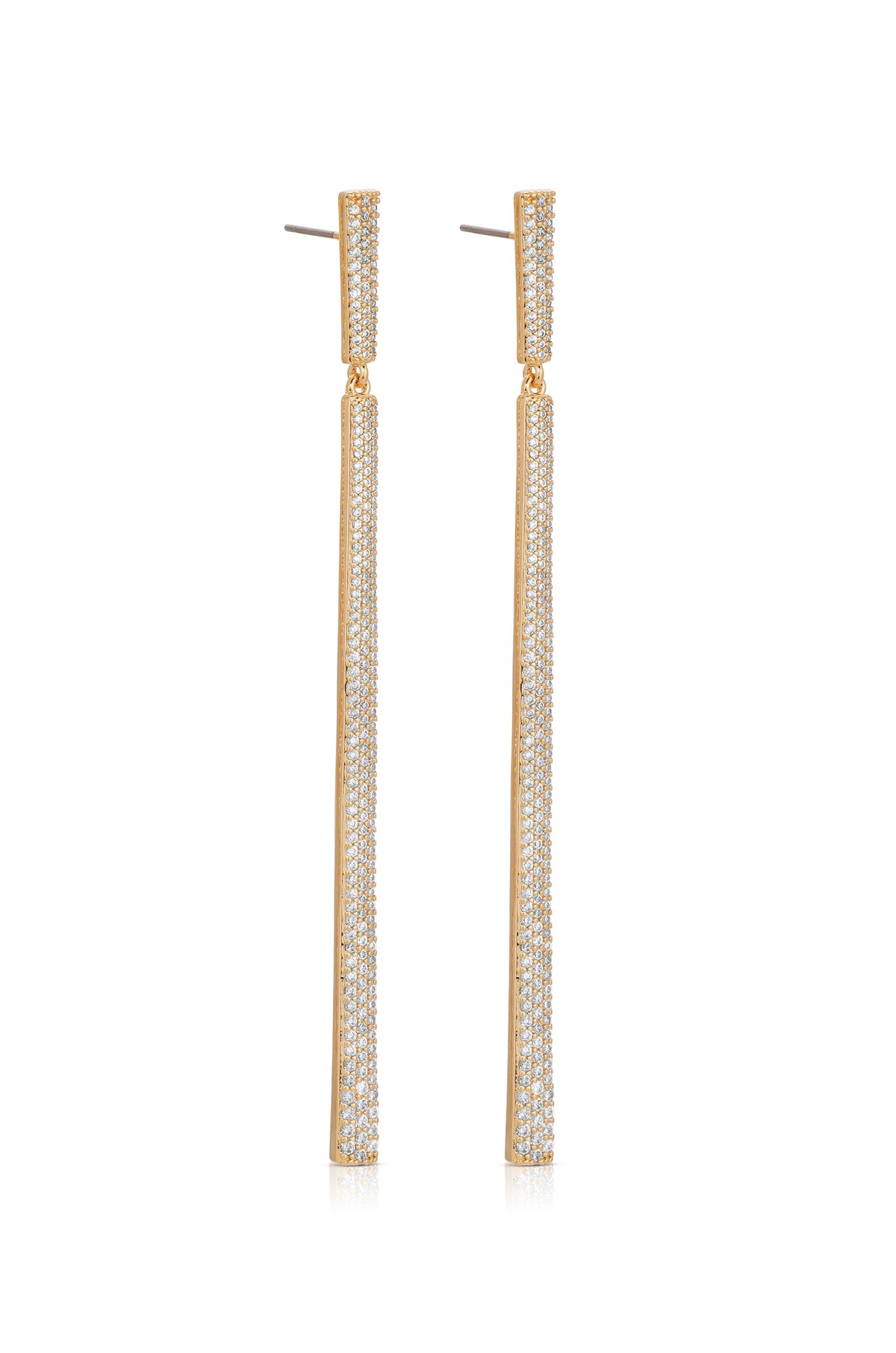 Straight Drop Crystal Dangle Earrings - Clear Crystals | Ettika