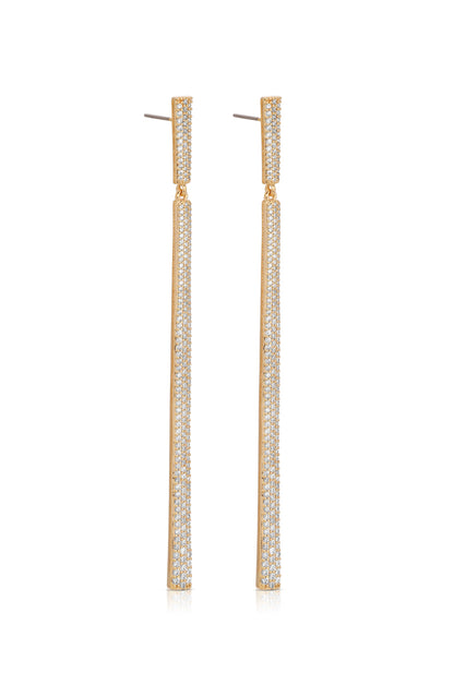 Straight Drop Crystal Dangle Earrings - Clear Crystals | Ettika