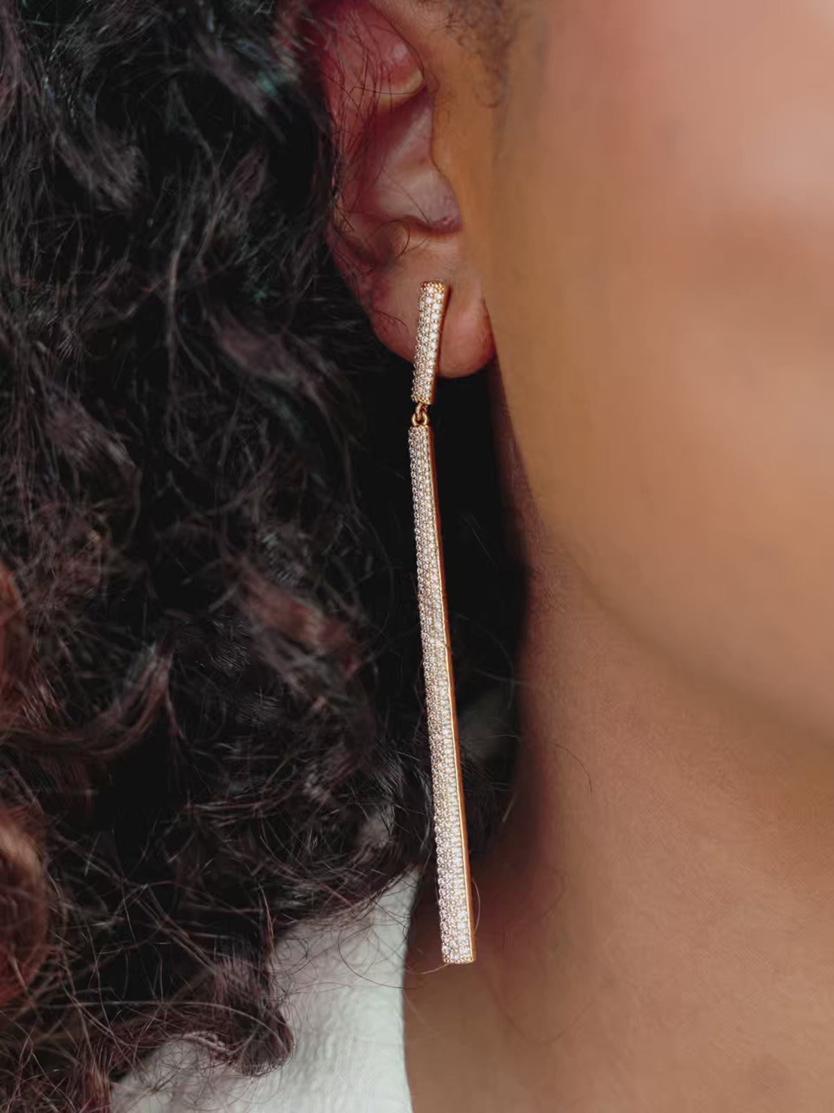 Straight Drop Crystal Dangle Earrings - Clear Crystals | Ettika