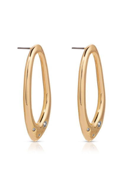 Molten Crystal Dotted Oval Earrings - Clear Crystals | Ettika