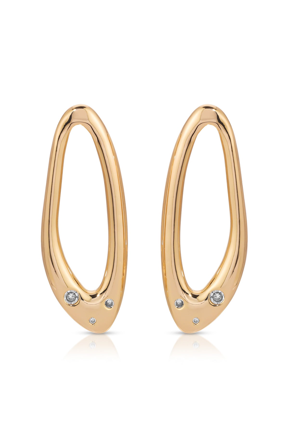 Molten Crystal Dotted Oval Earrings - Clear Crystals | Ettika