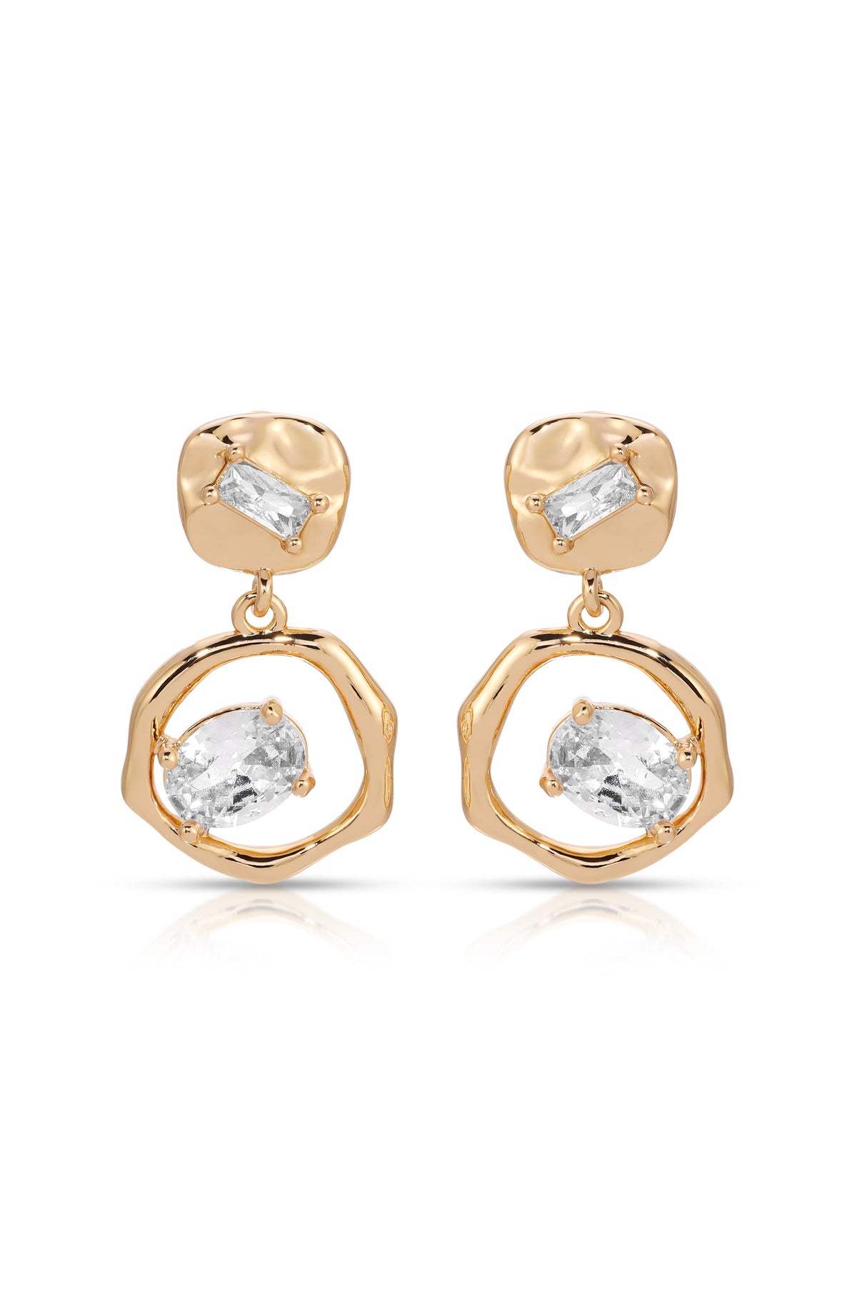 Organic Shape Crystal Earrings - Clear Crystal with 18k Gold Plating | Ettika